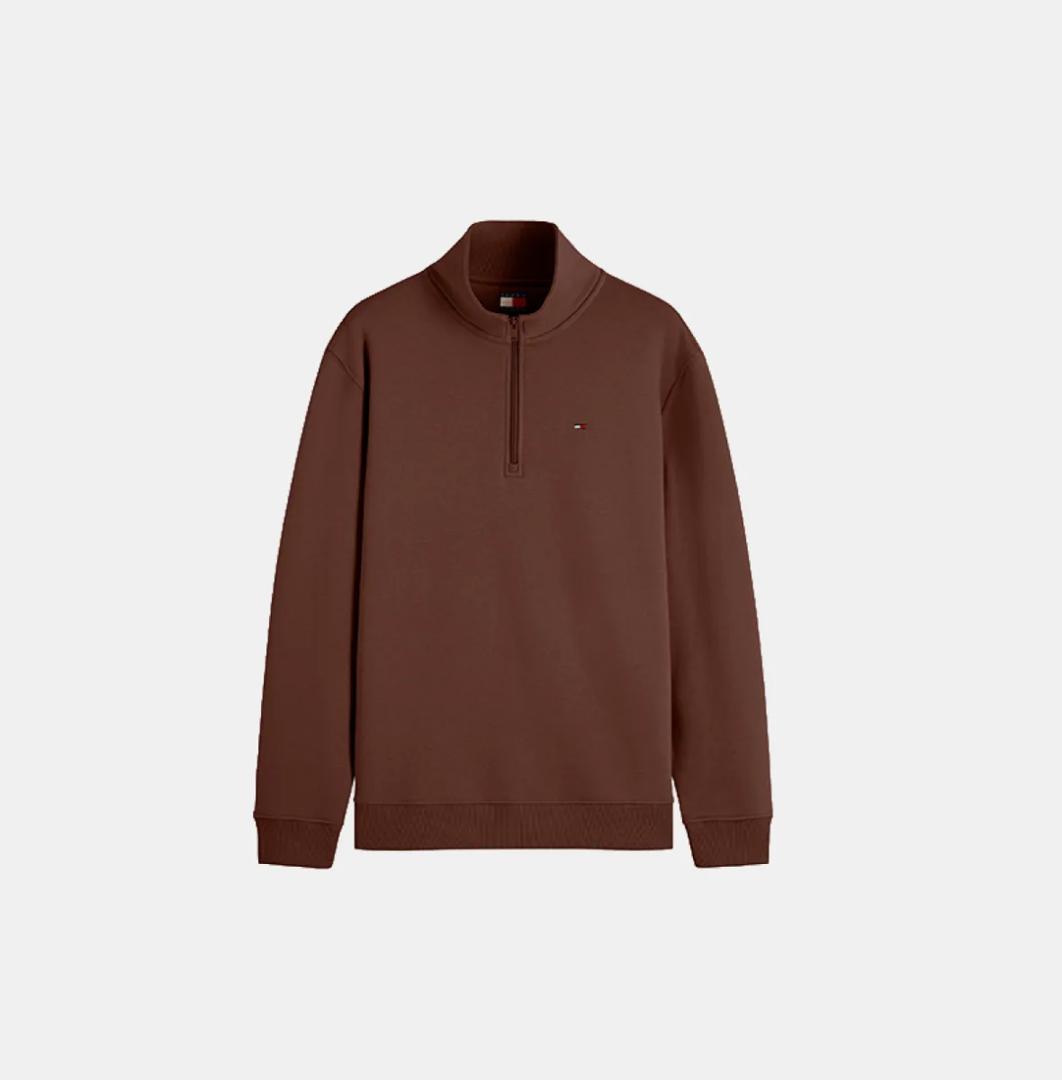 Tommy Jeans Reg Fleece QZ Mock Nck Ext 1 Tommy Jeans dm0dm20339 gt4 hemlock brown