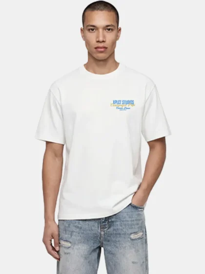 XPLCT champagne tee off white
